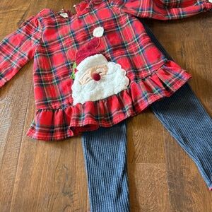 Mud Pie Toddler Girl Santa Plaid Christmas Outfit 2T